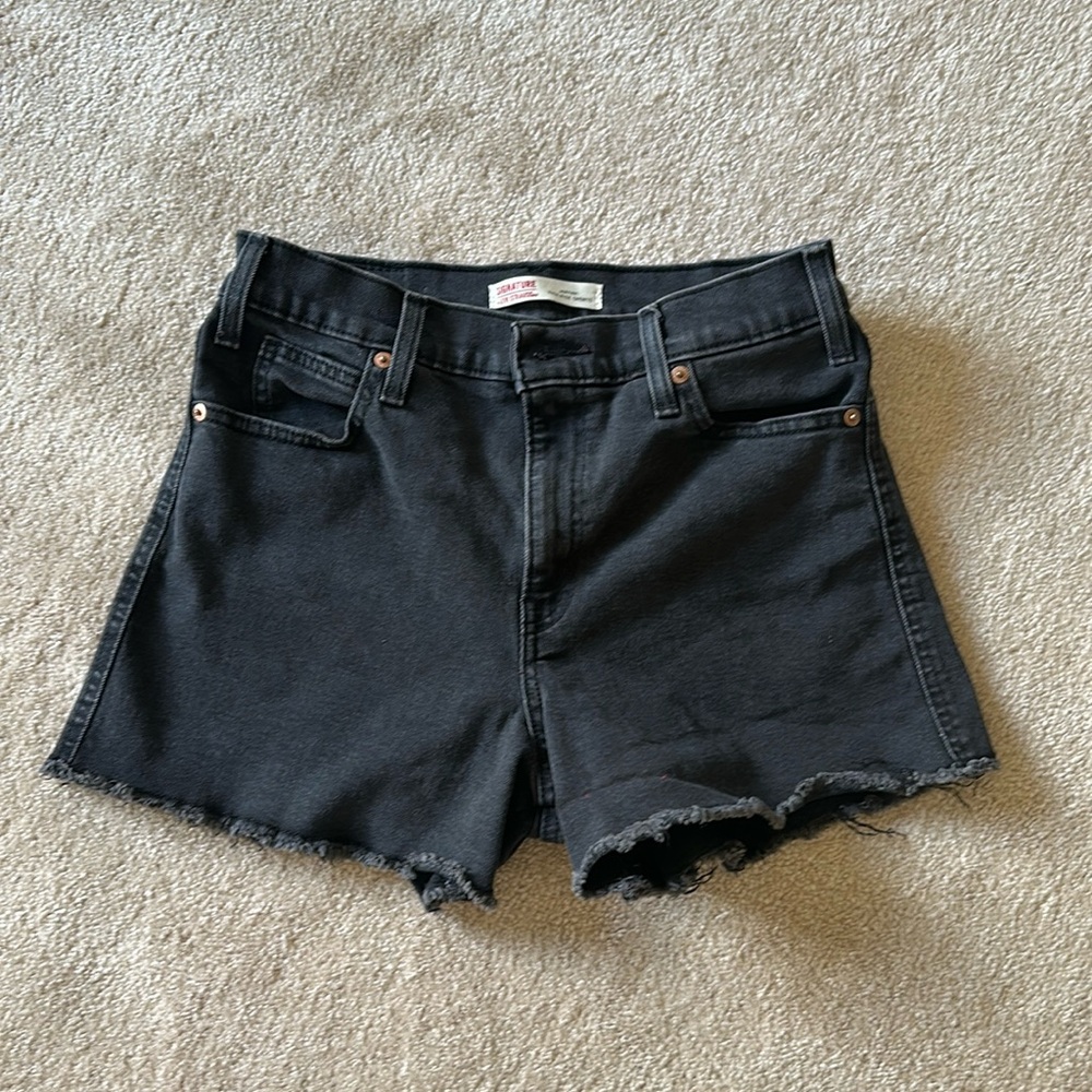High Rise Jean shorts (Black )